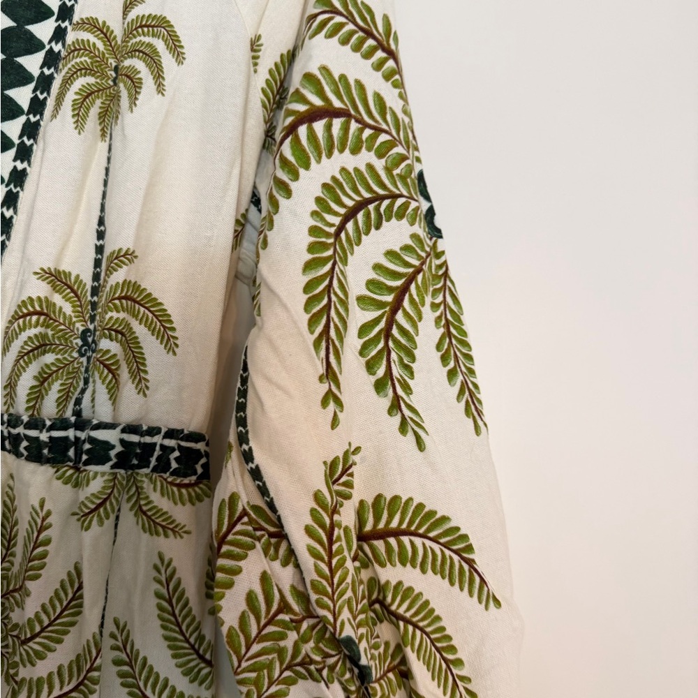 FARM Rio Cream Maxi Dress with Olive Palm Print and Green Trim - Picture 7 of 13
